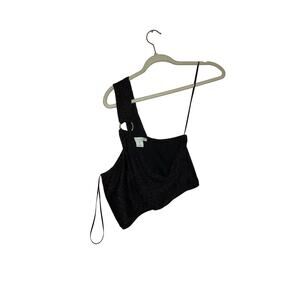 House of Harlow 1960 black sparkly one shoulder cropped top size large